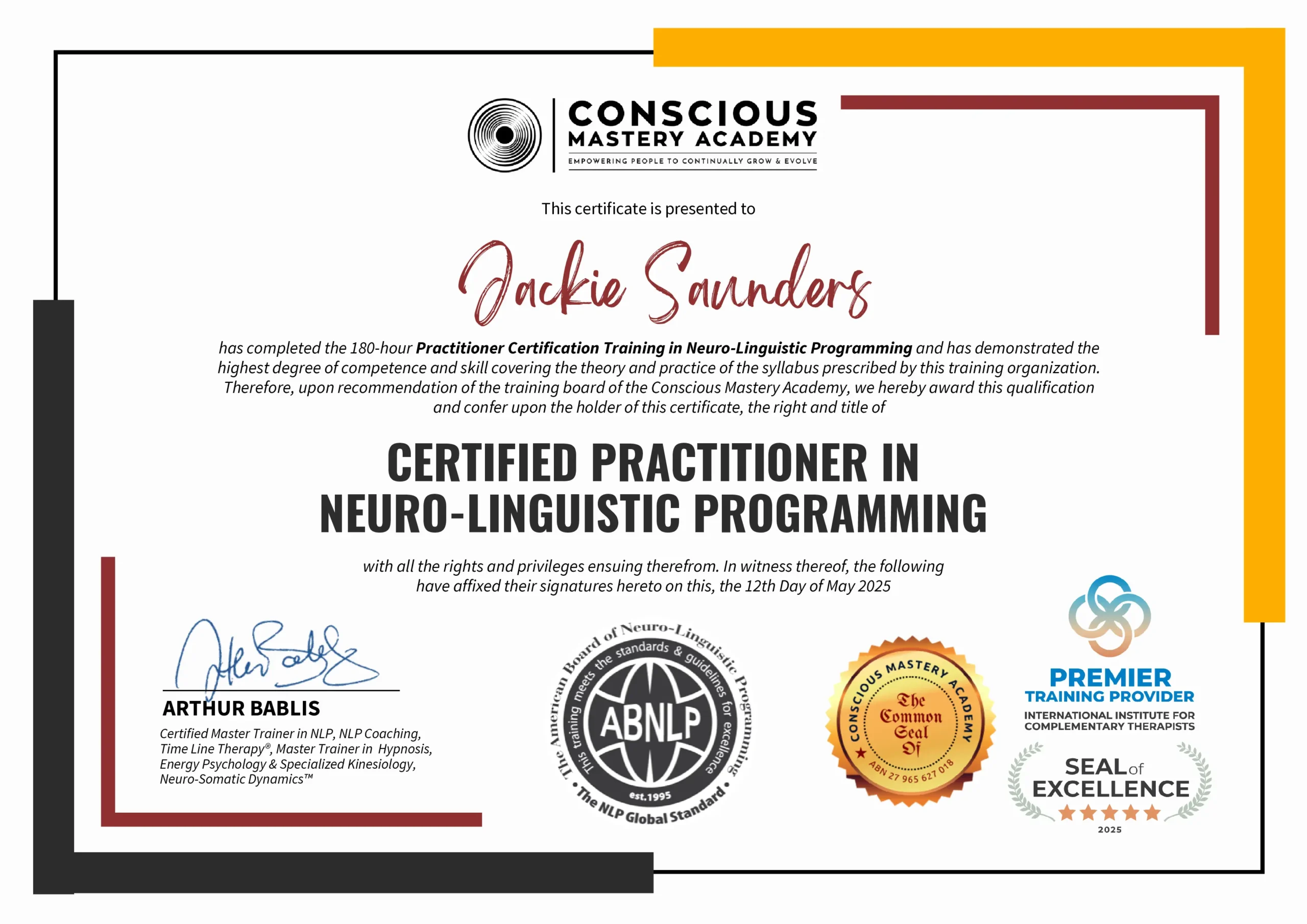 Conscious Mastery Certification in Positive Psychology