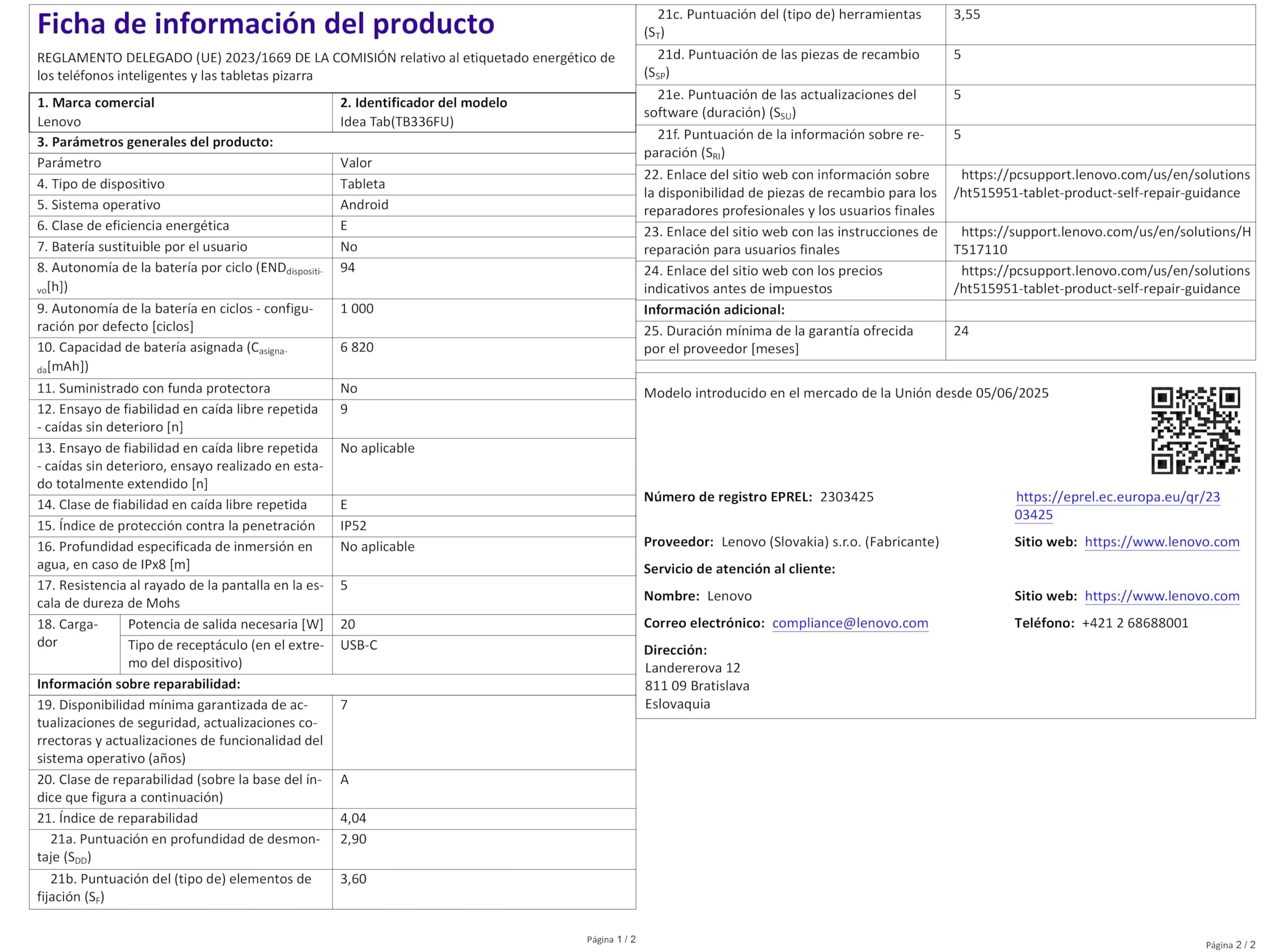 Ficha técnica Lenovo Idea Tab
