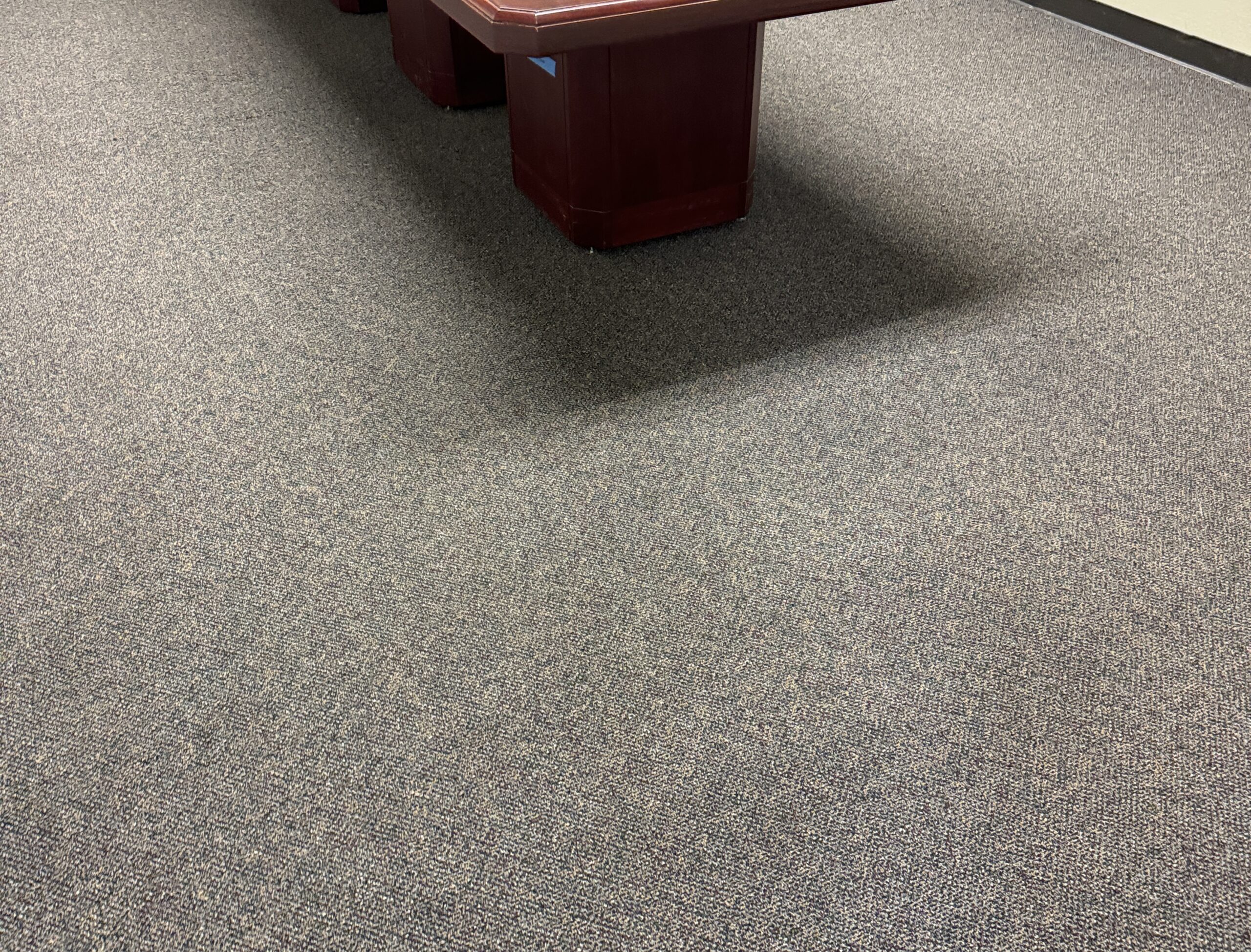 Clean commercial carpet in an office. Cleaned using a Low Moisture method