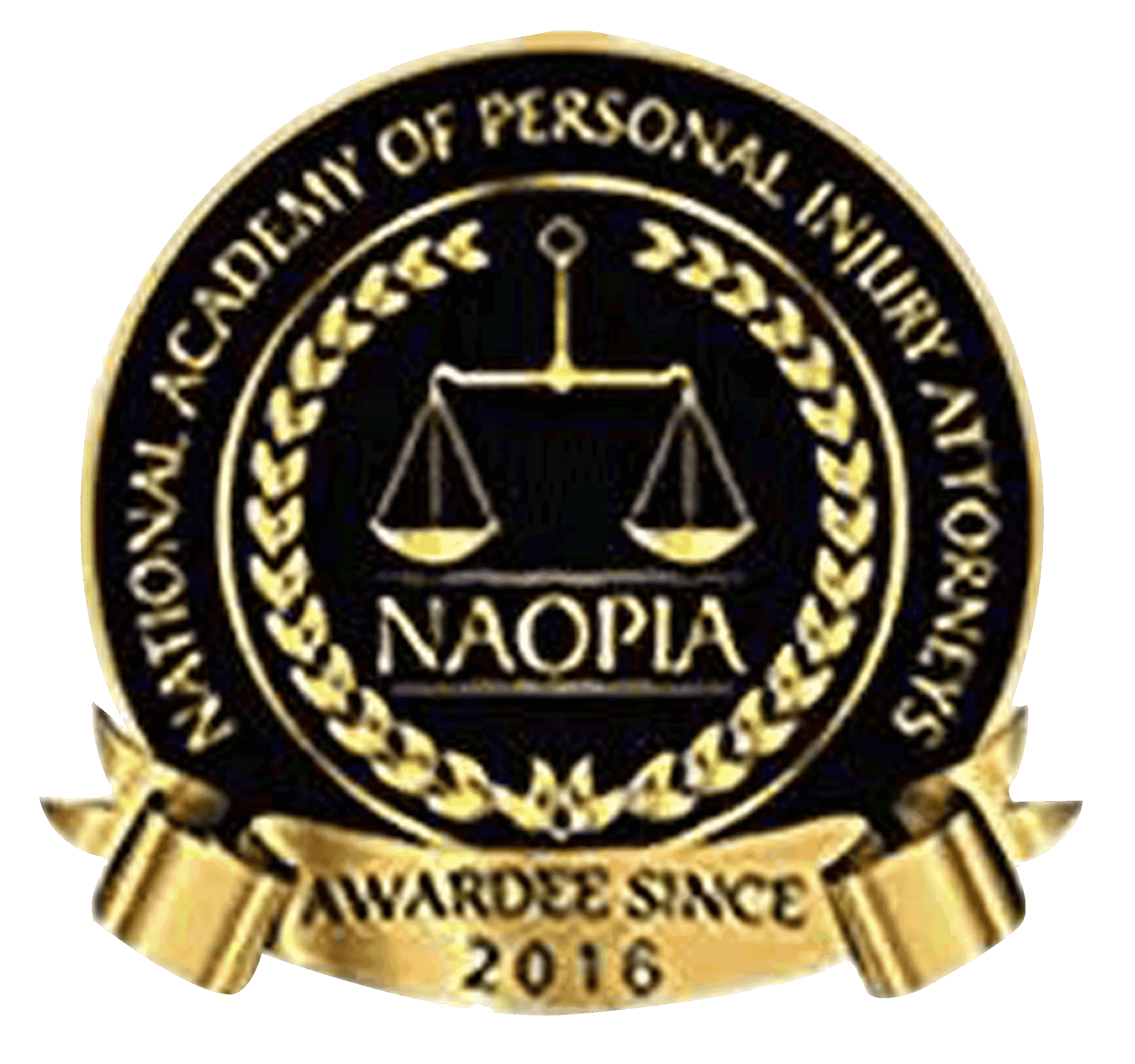 NAOPIA Awardee — National Academy of Personal Injury Attorneys — since 2016