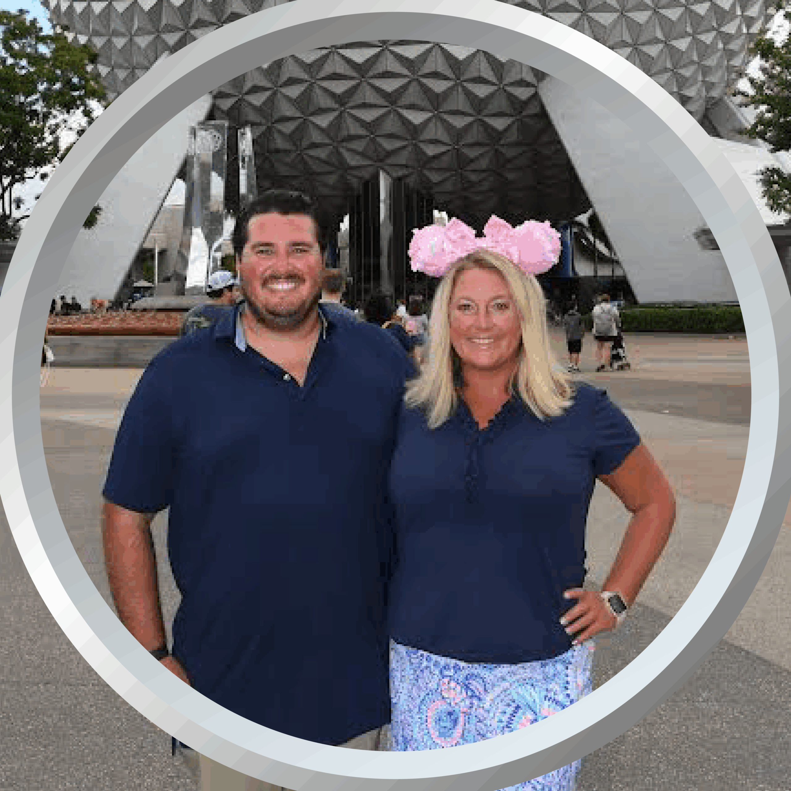 Beautiful couple visiting Epcot at Walt Disney World, enjoying a memorable vacation in Orlando, Florida.