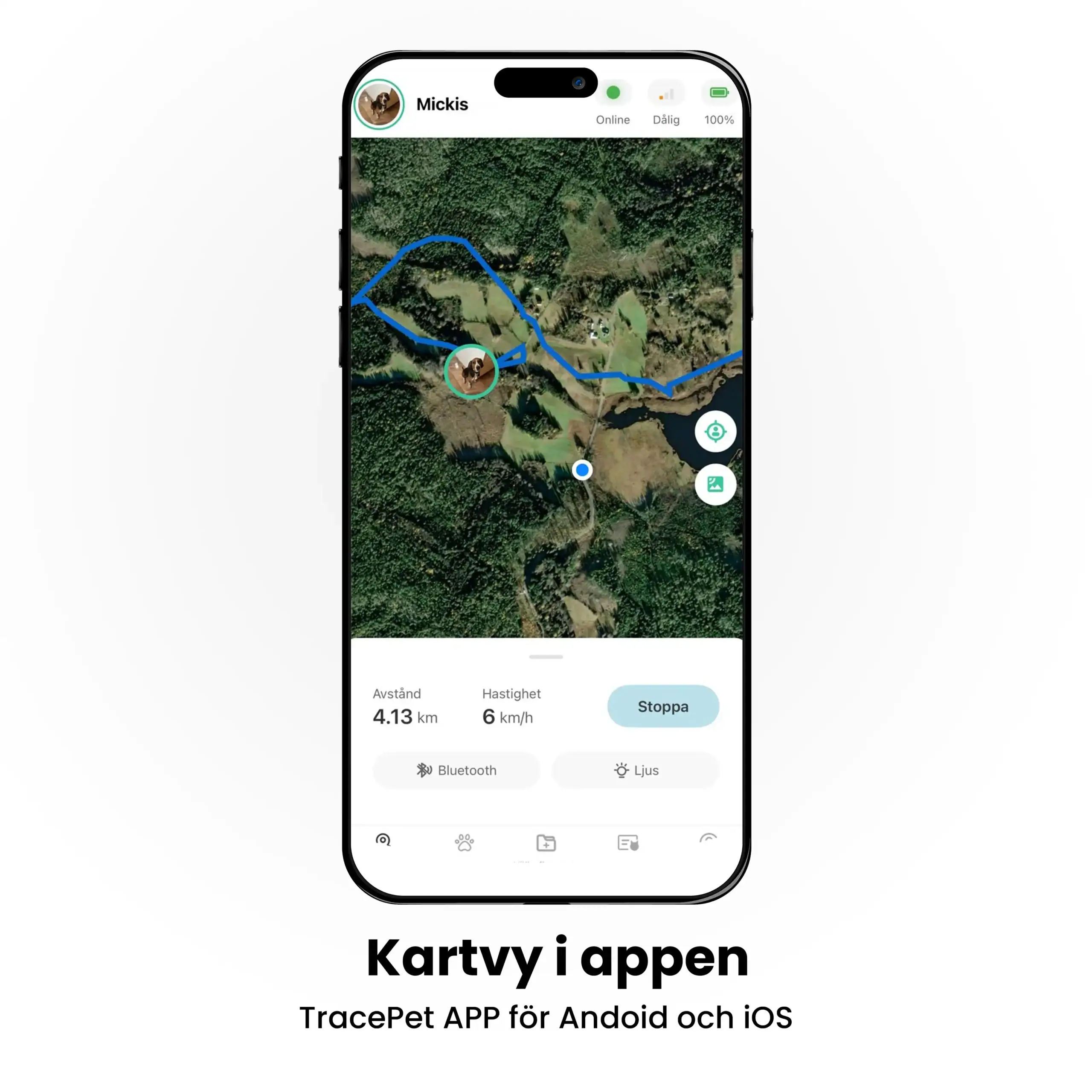 Spåra ditt husdjur med GPS och följ direkt i appen