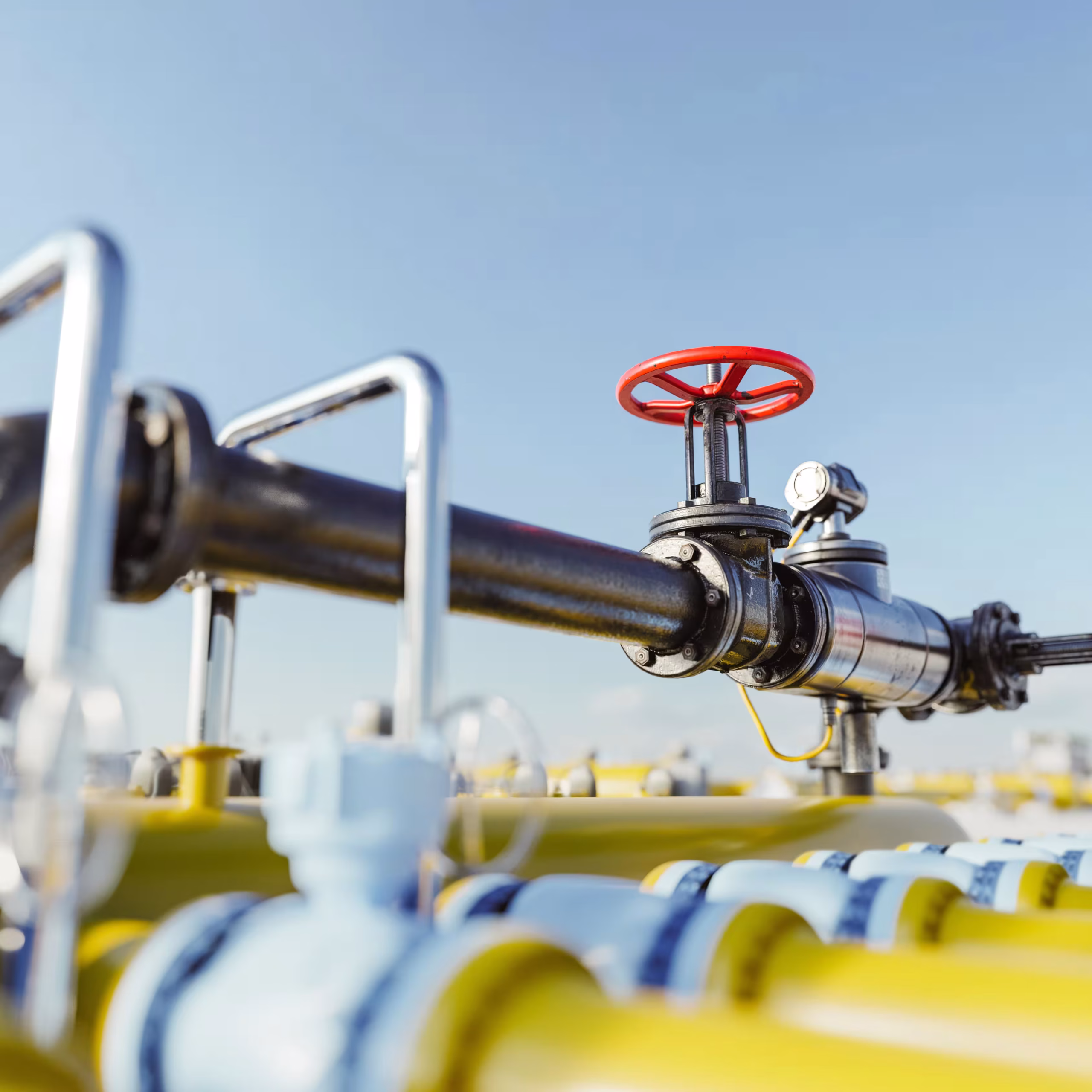 Canonades de gas natural amb vàlvula de control en una instal·lació industrial