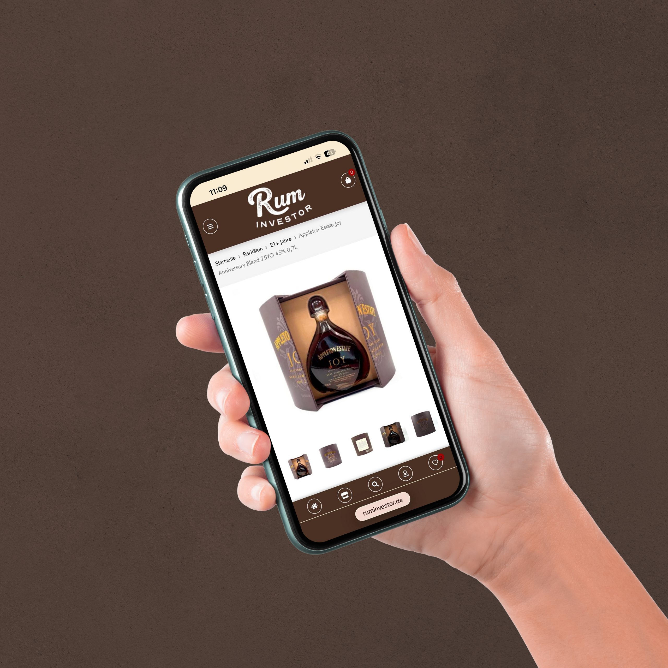 Referenzbild Webseite mobil ruminvestor.de -Produktseite