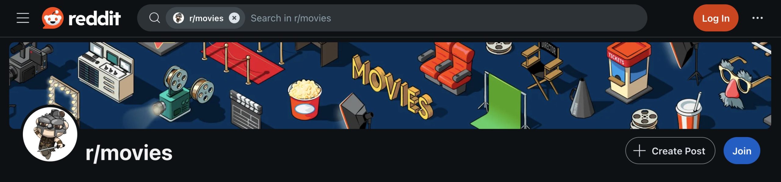 Reddit banner example from r/movies subreddit