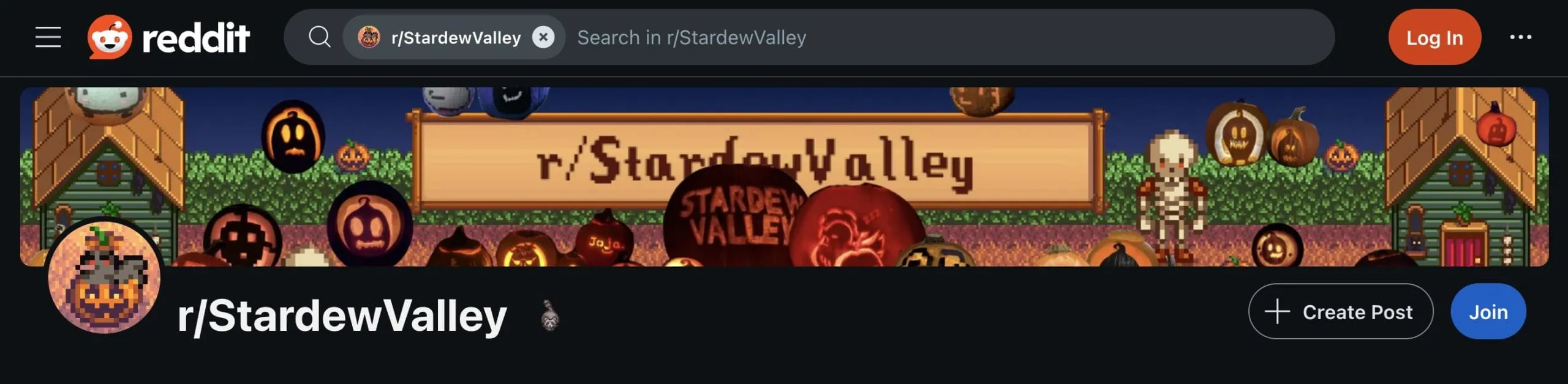 Wide reddit banner example from Stardew Valley subreddit
