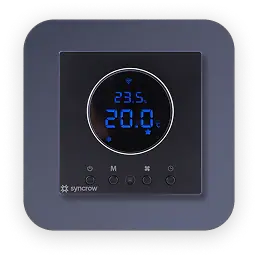 Syncrow smart thermostat with digital temperature display