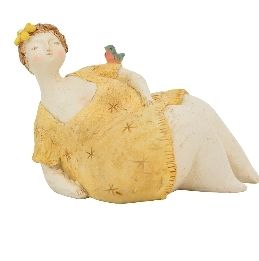 Mollige Frauenfigur aus Polyresin in gelb