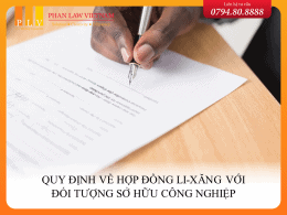Quy định về hợp đồng li-xăng với đối tượng sở hữu công nghiệp