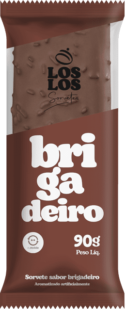 Sorvete sabor brigadeiro em uma embalagem da marca Los Los.