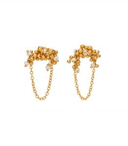 Gold vermeil and pearl loop stud earrings by Kate Wood