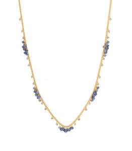Sapphire and gold plated silver cluster necklace