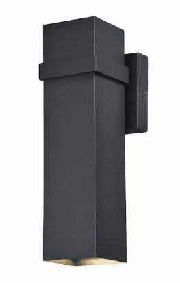 Cascadia Lavage 14-inch matte black LED outdoor wall light with up and down lighting, modern exterior sconce