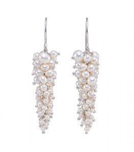 Pearl and Silver Wisteria Earrings by Kate Wood Jewellery