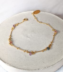 Spinel and gold-plated silver bracelet