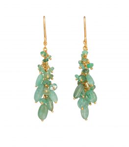 Emerald bead drop earrings