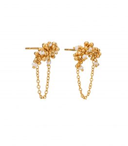 Gold vermeil and pearl loop stud earrings