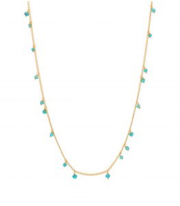 Turquoise beaded necklace in gold vermeil