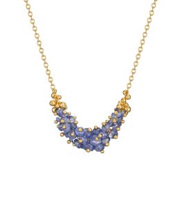 Blue sapphire beaded necklace in gold-plated silver