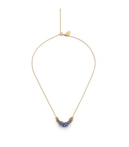 Blue sapphire beaded necklace on a fine gold-plated silver chain