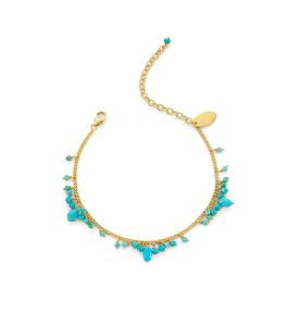 Turqouise and gold plated silver bead bracelet