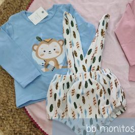Conjunto Ranita+Blusa algodon Monito