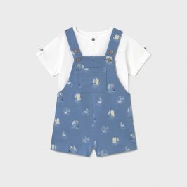 Conjunto peto estampado azul y camiseta MAYORAL