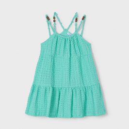 Vestido perforado abalorios niña MAYORAL