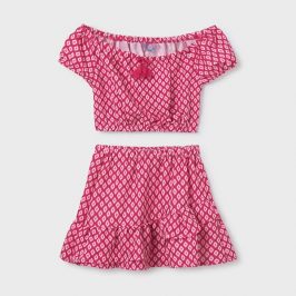 Conjunto falda y top estampado chica MAYORAL