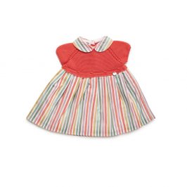 Vestido Cuerpo Punto Rayado Cielo- JULIANA