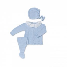Conj.Polaina 3pzas cuello plumeti celeste JULIANA