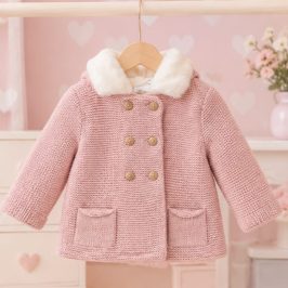 Abrigo de lana pelito gorro Rosa Empolvado