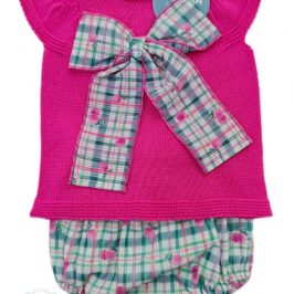 Conjunto Braga de tela cuados  rosa  - JULIANA