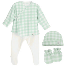 Conj.de 1ª puesta cuadros Vichy verde CALAMARO