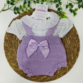 Conjunto Ranita punto y camiseta plumeti lila