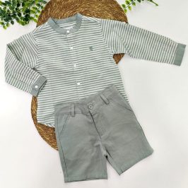 Conjunto pantalón chino  camisa rayas Verde