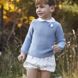 Conj JJersey Celeste Pompones Pantalón Estampado
