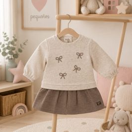 Vestido Beige lazos BABYBOL