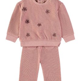 Conjunto algodón rosa flores BABYBOL
