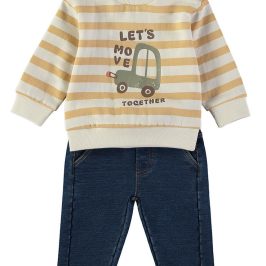 Conjunto algodón sudadera rallas amarillas BABYBOL