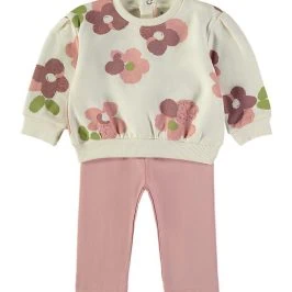 Conjunto sudadera y malla rosa palo flores MAYORAL