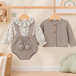 conjunto ranita,camisa florecitas y chaqueta taupe
