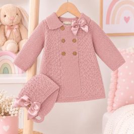 Abrigo de lana con capota Rosa