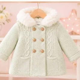 Abrigo de lana pelito gorro Beige