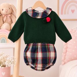 Conjunto 2 pzas braga cuadros Jersey Verde