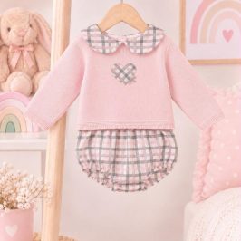 Conjunto Braga cuadros y jersey rosa empol Corazón