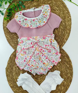 Conjunto braguita tela blusa hilo cuello maquillaj