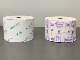 two rolls of Morsoft M250 Bath Tissue