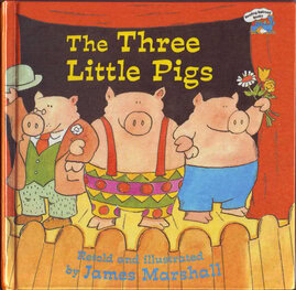 James Marshall, The Three Little Pigs (1989): front cover (as mangled by Grosset & Dunlap, 2000)