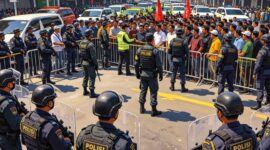 Sebanyak 619 personel gabungan dikerahkan untuk mengamankan dua aksi unjuk rasa yang akan berlangsung di sejumlah titik di wilayah Jakarta Pusat. 
Poto. Ilustrasi. 